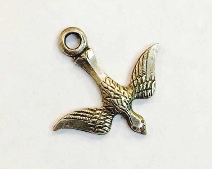Storewide 25% Off SALE Vintage Sterling Silver Flying Swallow Bird Bracelet Charm Featuring Textured Detail Design