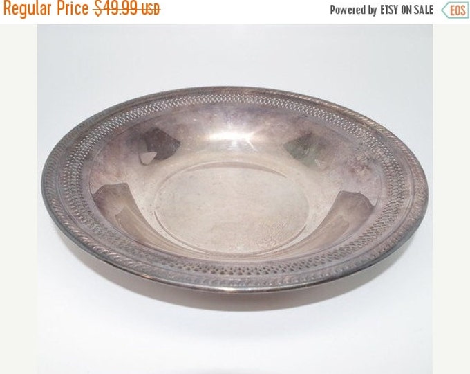 Storewide 25% Off SALE Vintage Silver Plated F.B. Rogers Silver Company Inscribed Round Serving Bowl Featuring Contemporary Style Pierced Ri