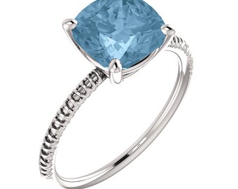 Sky Blue Topaz Ring: 14K White, Yellow, Or Rose Gold