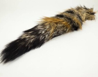 One American Gray Fox Tail (10"-17")l : keychain optional