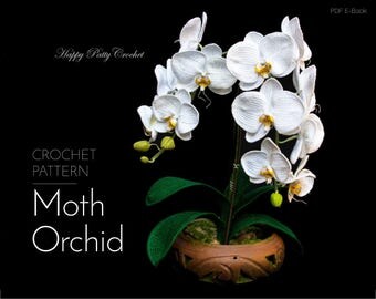 Crochet Orchid PATTERN - Crochet Pattern for Home Decor & Flower Applique - Phal Orchid Flower Pattern - Crochet Flower Pattern