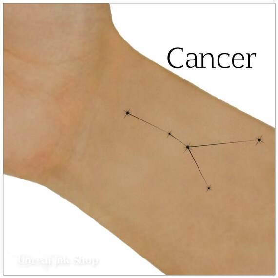 Cancer Temporary Tattoo Zodiac Star Constellation Waterproof