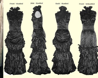 1X Black Satin Fishtail Skirt - Ready To Ship
