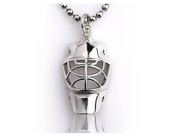 SALE!! Sterling Silver Goalie Ice Hockey Jr. Helmet, Hockey Goalie Mask, Ice Hockey Jewelry, Silver chain, Personalized gift