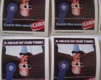 4 Max Headroom Catch the Wave Coke Stickers