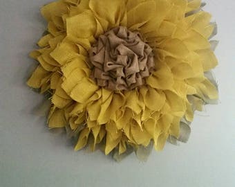 Beautiful, Spring, Summer, Fall, Everyday, Burlap, Sunflower Wreath