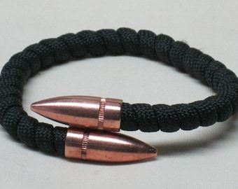 Bullet Paracord Bracelet Bangle - Authentic Copper Full Metal Jacket Bullet