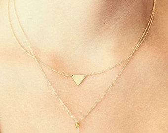 Dainty Triangle Necklace /14k Gold Fill Necklace / Geometric Necklace / Minimal Gold Necklace / Golden Triangle