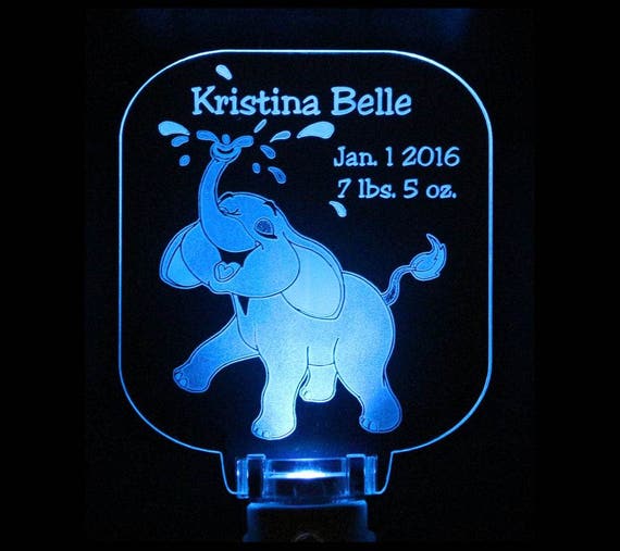 Elephant Night Light Personalized Kids Night Light Baby Shower
