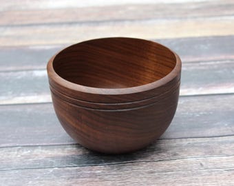 Medium Black Walnut Wood Bowl, Handmade Wooden Bowl, Food Safe, Hand Turned Wood Bowl, Thick Walled Solid Walnut Bowl, Handcrafted