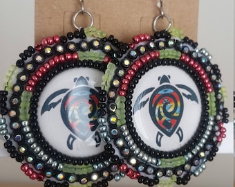 Beaded Turtle Earrings