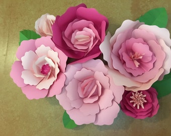 Giant paper flowers . Wall flowers . Nursery wall flowers. Birthday Party Wedding Anniversary Quinceanera. Set of 6.