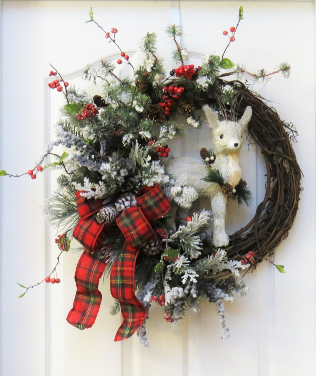 Christmas Door Wreath Christmas wreath for front door Deer