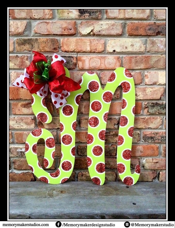 Christmas Initial Door Hanger Initial Door Wreath Door