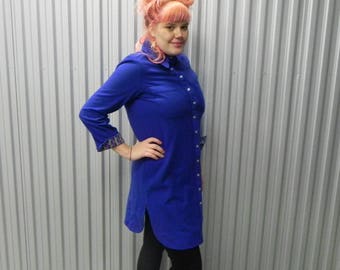 RARE Beene Bazaar Cobalt Blue Wool Shirt Dress