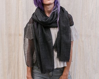 Dark Grey Silk Wool Scarf, Long Scarf Shawl Wrap, Silk Scarf, Wool Scarf, Super Soft And Lightweight,Unique Scarf Gift For Her