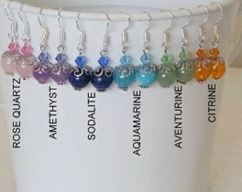 Assorted Swarovski crystal and gemstone earrings