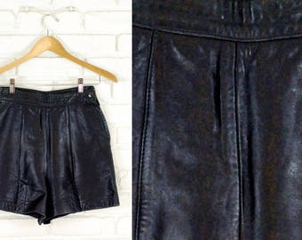 80s High Waist Leather Shorts Size Small S 2