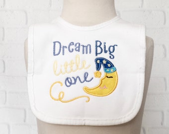 Moon And Stars Nursery - I Love You To The Moon & Back - Dream Big Little One - Baby Shower Boy Gift - Bib Set - Baby Bibs - Embroidered Bib