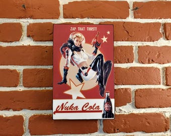 Fallout 4 in game Signage - Nuka Cola Zap That Thirst - Distressed Wooden Plaque Sign - 3 sizes