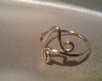 sterling silver ring , wire ring , adjustable ring