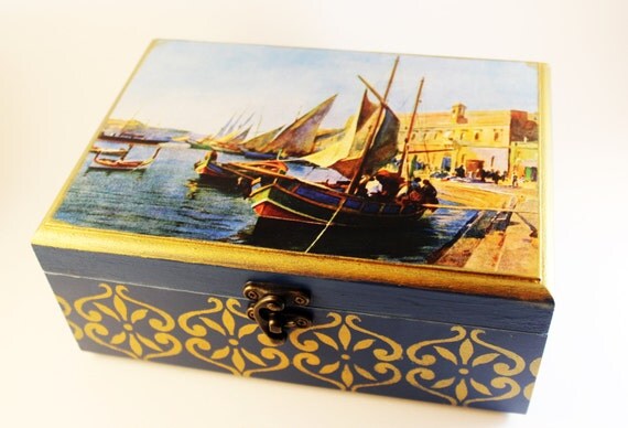 Tea box nautical decor gift for men gift for him beach
