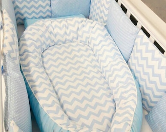 Toddler size Blue Breeze Baby Nest, Babynest, Baby Bed, Baby Pillow, Co sleep, Travel Bed, Baby Sleep, Baby Cocoon, Baby Shower Gift