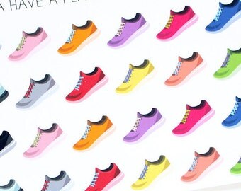 Planner Stickers Rainbow Running Shoe for Erin Condren, Happy Planner, Filofax, Scrapbooking