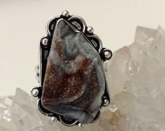 CLEARANCE *Conchine Agate Druzy Ring, Size 8