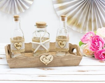 Sand Unity Ceremony Set Beach wedding Starfish Jars Personalized Unity Sand Jars nautical Wedding Rustic decoration