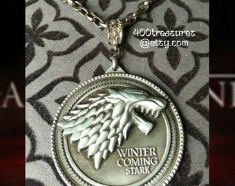 Sale * Stark House sigil, Game of thrones inspired necklace. Jon Son Sansa Arya