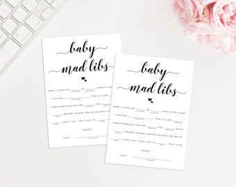 Baby Shower Mad Libs, Printable Baby Shower Game, Baby Shower Fill in the Blanks, Advice for Mommy Cards