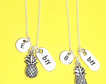 Best Friend Necklace, Pineapple Charm, BFF necklace,sister, mother daughter, friendship jewelry, friends,Silver Friends Necklace,Friend Gift