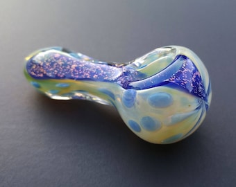 Galaxy Glitters Glass Pipe Aqua droplets Yellow shades Fumed Pocket Pipe Amazing Quality Mini Spoon Pipe 2.7 inch