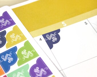 Day Off Corner Planner Stickers, 72 colorful scalloped reminder stickers, Erin Condren, Happy Planner, ECLP 2017 colors or assorted