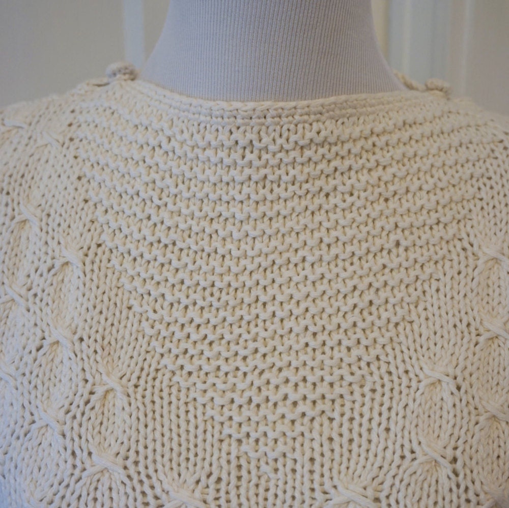 Vintage 1980s Knit Sweater / Short Sleeve Knit Sweater / JH