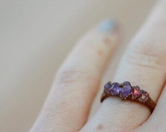 Amethyst Ring: February birthstone ring, stacking ring for Valentines Day for wife for girlfriend, anniversary, copper, gemstone, purple