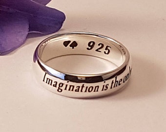 Alice in Wonderland Ring, Lewis Carroll Quote, Quote Ring, Inspirational Jewelry, Handmade Jewelry, Personalized Ring, 925 sterling silver