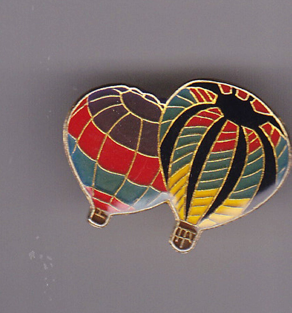 Vintage Double HOT AIR BALLOON Lapel Pin Enamel Pin Pinback