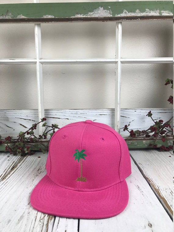 PALM TREE Hat Embroidered Flat Bill Solid Color Snapback