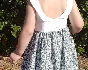 Easter Dress - Toddler Easter Outfit - 2T Dress - 3T Dress - 4T Dress - 5T Dress - Green and White Dress - Spring Dress - Green Leaf Dress