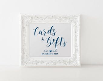 Cards And Gifts Sign, Navy Wedding Sign, Wedding Gift Table, DIY Wedding All Sizes Inc 8x10 SKU# CWS305_1122C