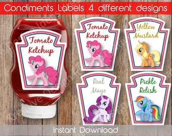 My Little Pony Condiments Labels Printable My Little Pony Birthday Theme My Little Pony Labels My Little Pony INSTANT DOWNLOAD
