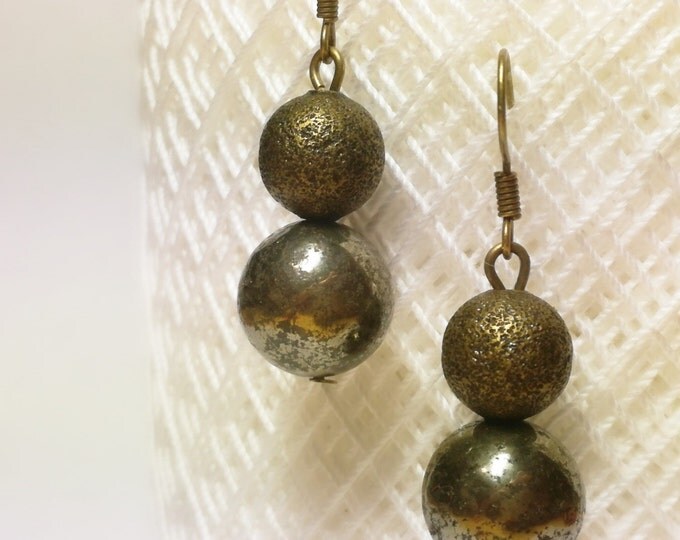 Pyrite Earrings, Pyrite Drop Earrings, Pyrite Jewelry, Handmade Earrings, boho earrings