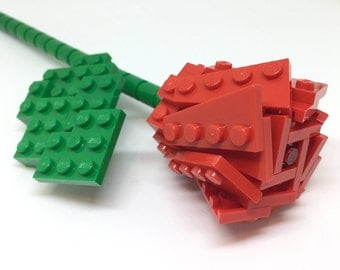 LEGO Single Stem Red Rose - Valentines Gift - Custom and Hand Made