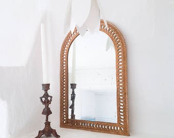Wall mirror, vanity mirror, ornate mirror, vintage mirror, antique mirror, brass mirror, gold mirror, wall mounted mirror, bohemian decor