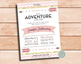 Arrow Baby Girl Shower Invitation