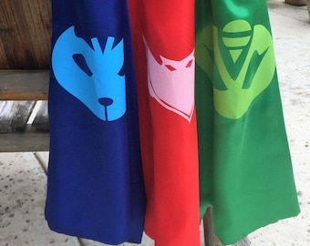 R2Ship! ADULT PJ Masks Costumes - Cape superhero double-sided cape. Party favors, costume or cosplay.