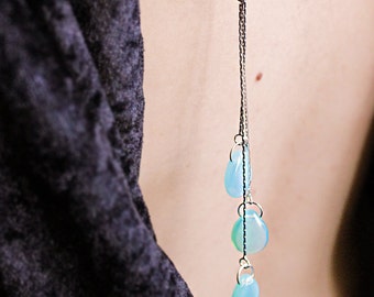 blue necklace bridal backdrop necklace wedding jewelry victorian necklace blue backdrop beach wedding necklace/for/back long necklace Y9