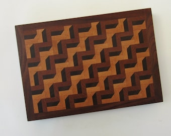 3D Cutting Board, End Grain Cutting Board, Bread Board, Wood Cutting Board, 3D Wood Kitchen Board, Hardwood Cutting Board, Handmade, OOAK